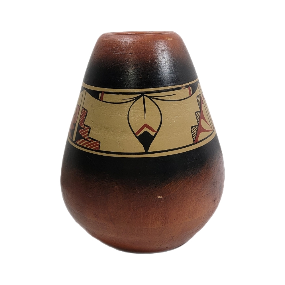 mexican pottery vase Southwestern Native Burnt Orange Unsigned